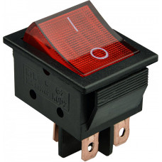 Переключатель 1 клавиша 2NO 35мм с подсветкой красный неон 220V [A0140040160] KCD2-6-201N R/B АСКО