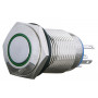 Кнопка металлическая плоская 1NO+1NC 16мм с подсветкой зеленый LED 220V с фиксацией [A0140010099] TYJ 16-361 АСКО