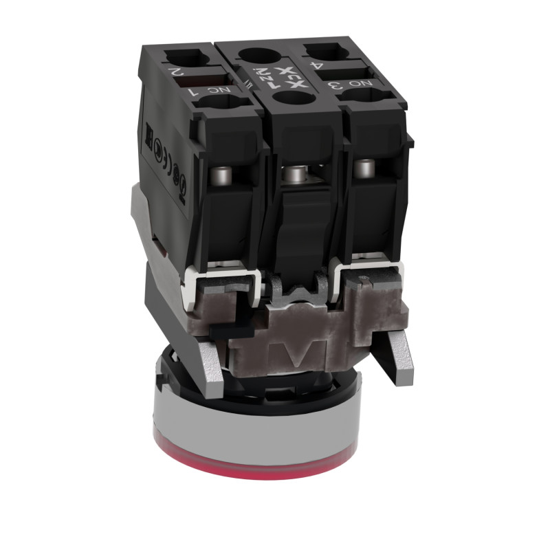 Кнопка управления 1NO+1NC 22мм с подсветкой LED красный 48-120V с возвращением [XB4BW34G5] Harmony XB4 Schneider Electric