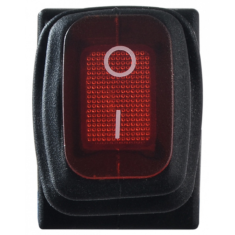 Переключатель 1 клавиша 1NO 19.2мм с подсветкой красный неон 220V IP65 [A0140040060] KCD1-2-101NW R/B АСКО
