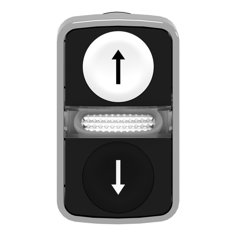 Кнопка управления "Вгору-Вниз" 22мм с подсветкой LED черная [ZB4BW7A1724] Harmony XB4 Schneider Electric