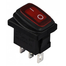Переключатель 1 клавиша 1NO 19.2мм с подсветкой красный неон 220V IP65 [A0140040060] KCD1-2-101NW R/B АСКО