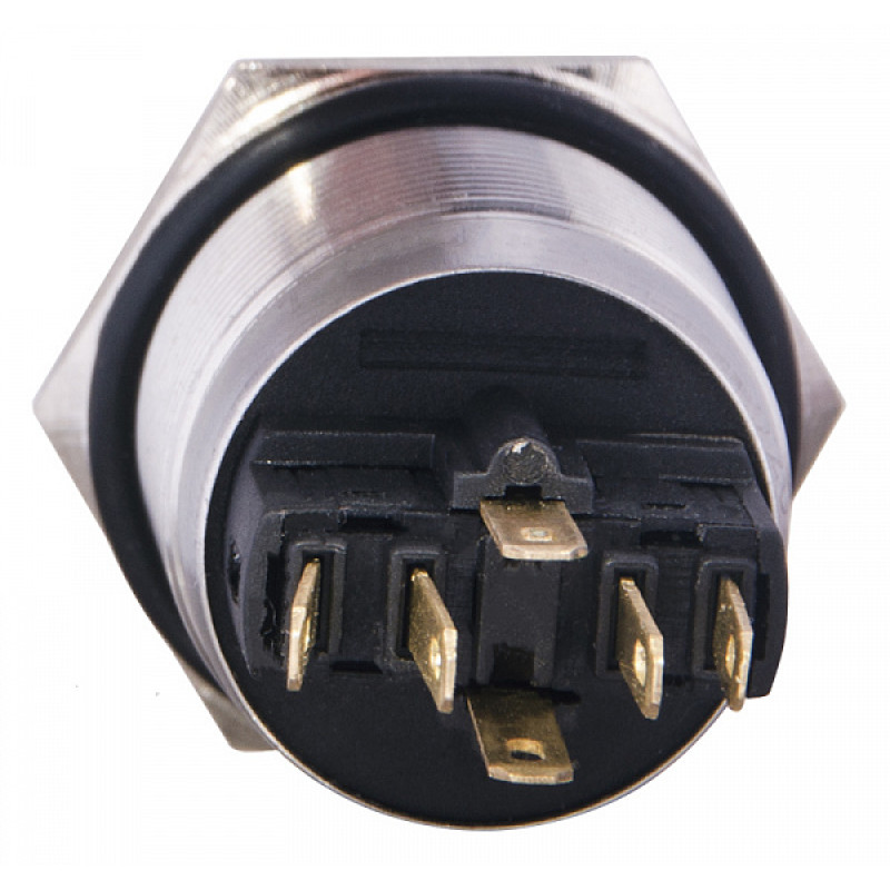 Кнопка металева пласка 1NO+1NC 22мм з підсвічуванням червоний LED 220V з фіксацією [A0140010136] TYJ 22-371 АСКО
