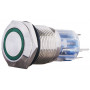 Кнопка металлическая плоская 1NO+1NC 19мм с подсветкой зеленый LED 220V [A0140010113] TYJ 19-271 АСКО