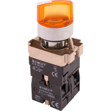 Переключатель "I-O" 1NO+1NC 22мм с подсветкой желтый LED 220V 2 положения с фиксацией [p0810141] e.mb.bk2565 E.NEXT