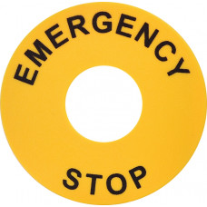 Шильдик установочный Ø22,5мм "EMERGENCY-STOP" Ø60мм желтый для кнопок [4771544] EALP ETI