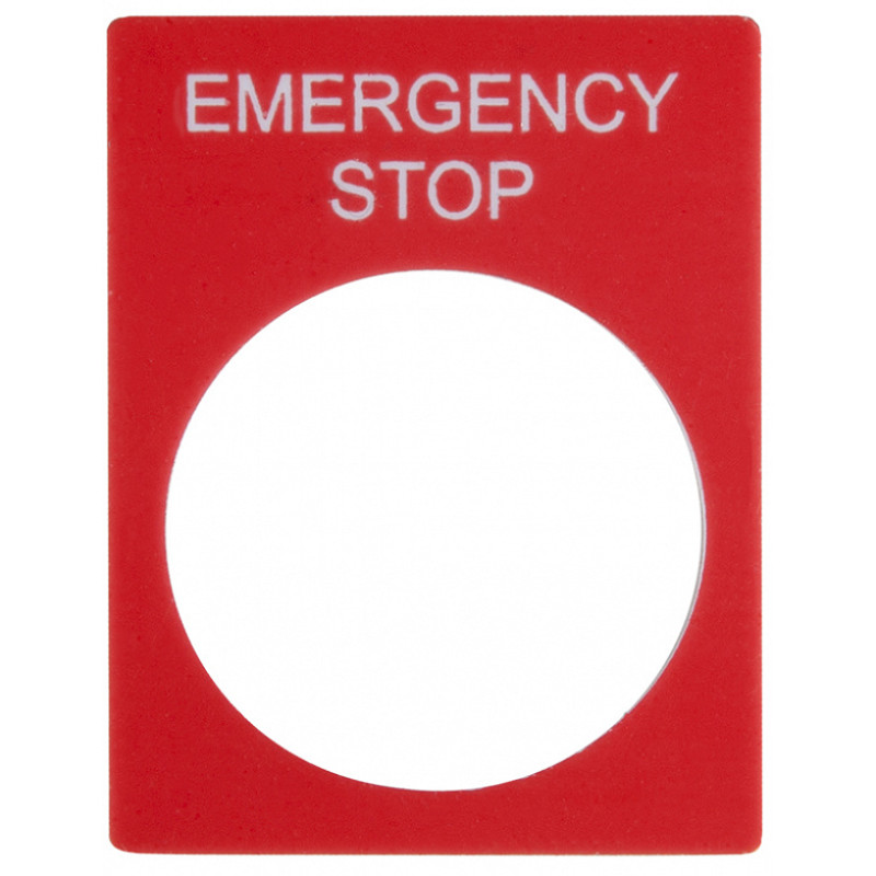 Табличка маркировочная установочный Ø22мм "EMERGENCY-STOP" красная для кнопок XB2 [A0140010069] АСКО