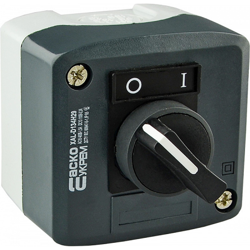 Пост одноместный "0-1" 2.5А(220V) 1NO IP54 переключатель 2-позиционный с фиксацией [A0140020058] XAL-D134H29 АСКО