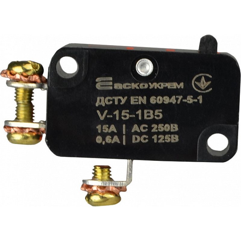 Микропереключатель 1NO+1NC 15А 250V IP20 Pin-шток [A0050040022] V-15-1B5 АСКО