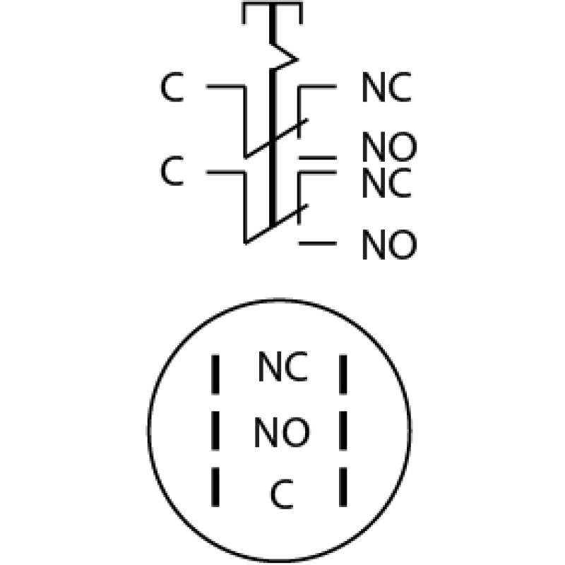 Кнопка металлическая плоская 2NO+2NC 19мм без подсветки с фиксацией [A0140010111] TYJ 19-312 АСКО
