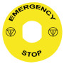 Шильдик установочный Ø22мм "EMERGENCY-STOP" Ø90мм желтый для кнопок XB4, XB5 [ZBY8330] Harmony XB5 Schneider Electric