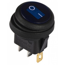 Переключатель круглый 1 клавиша 1NO 20мм с подсветкой синий неон 220V IP65 [A0140040077] KCD1-8-101NW BL/B АСКО