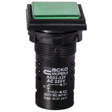 Лампа сигнальная 22мм зеленый LED 220V АC [A0140030156] AD22-22F АСКО