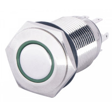 Кнопка металлическая 1NO+1NC 16мм с подсветкой зеленый LED 220V [A0140010093] TYJ 16-261 АСКО