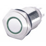 Кнопка металлическая 1NO+1NC 16мм с подсветкой зеленый LED 220V [A0140010093] TYJ 16-261 АСКО