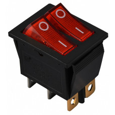 Переключатель 2 клавиши 2NO 28.5мм с подсветкой красный неон 220V [A0140040109] KCD2-2101N R/B АСКО