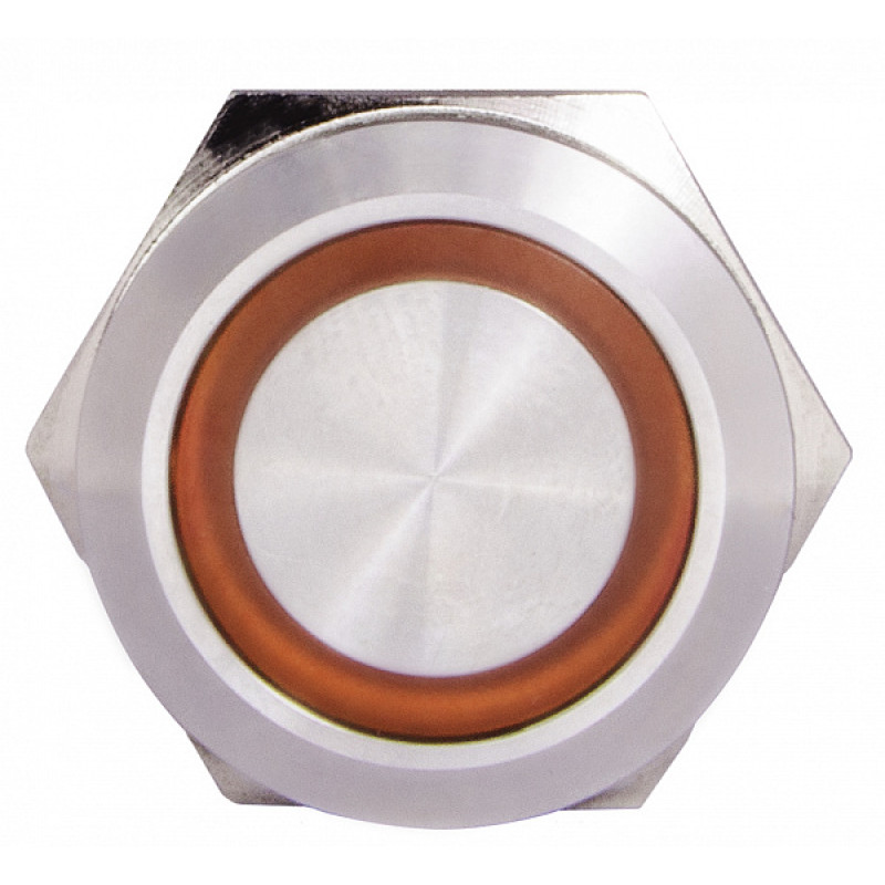 Кнопка металлическая плоская 1NO+1NC 22мм с подсветкой желтый LED 220V [A0140010131] TYJ 22-271 АСКО