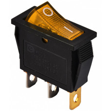 Переключатель 1 клавиша 1NO 28мм с подсветкой желтый неон 220V [A0140040029] KCD3-101N YL/B АСКО