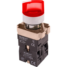 Переключатель "I-O" 1NO+1NC 22мм с подсветкой красный LED 220V 2 положения с фиксацией [p0810140] e.mb.bk2465 E.NEXT