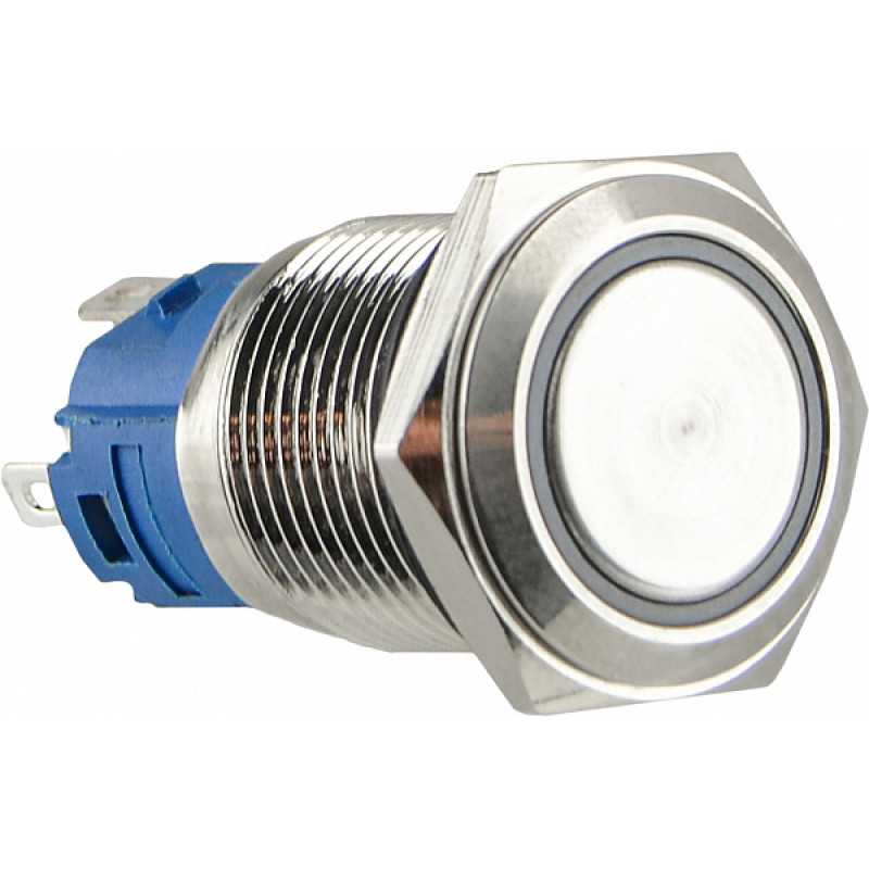 Кнопка металлическая плоская 1NO+1NC 16мм с подсветкой красный LED 220V с фиксацией [A0140010098] TYJ 16-361 АСКО
