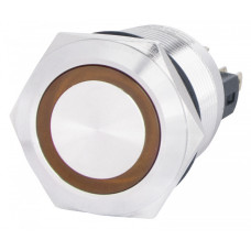 Кнопка металлическая плоская 1NO+1NC 22мм с подсветкой желтый LED 220V [A0140010131] TYJ 22-271 АСКО