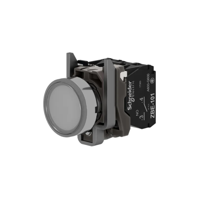 Кнопка управления 1NO+1NC 22мм с подсветкой белый LED 230V самовозвратом [XB4BW31M5] Harmony XB4 Schneider Electric