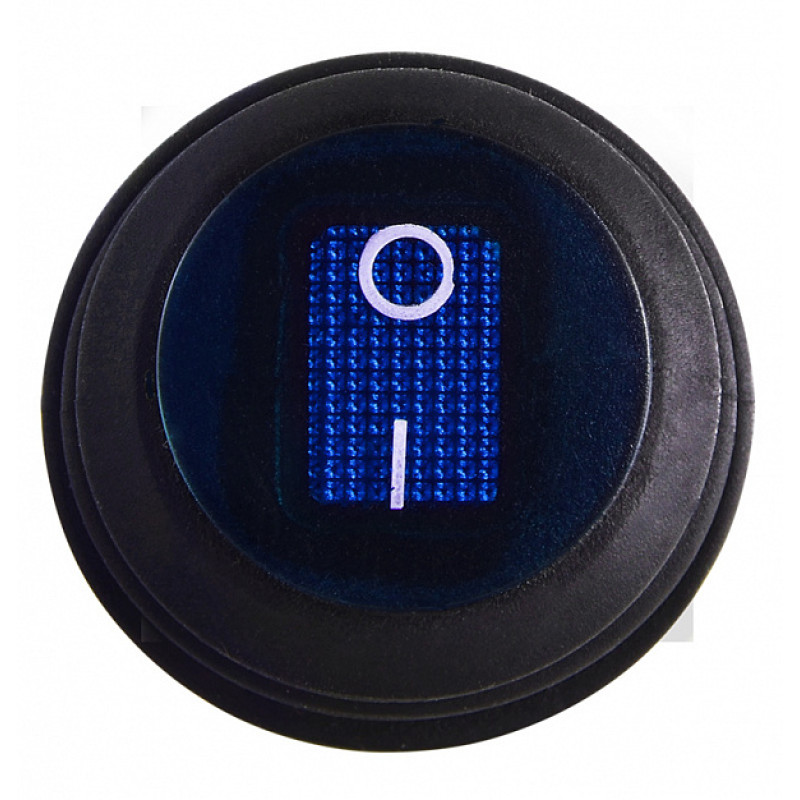 Переключатель круглый 1 клавиша 1NO 20мм с подсветкой синий неон 220V IP65 [A0140040077] KCD1-8-101NW BL/B АСКО
