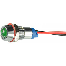 Лампа сигнальная 8мм зеленый LED 24V AC/DC металл [A0140030212] AС22C-8 АСКО