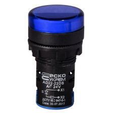 Лампа сигнальная 22мм синий LED 24V АC/DC [A0140030153] AD22-22DS АСКО