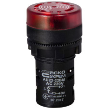 Сигнализатор звуковой (зуммер) 22мм красный LED 220V АC [A0140030159] AD22-22 BM/r АСКО