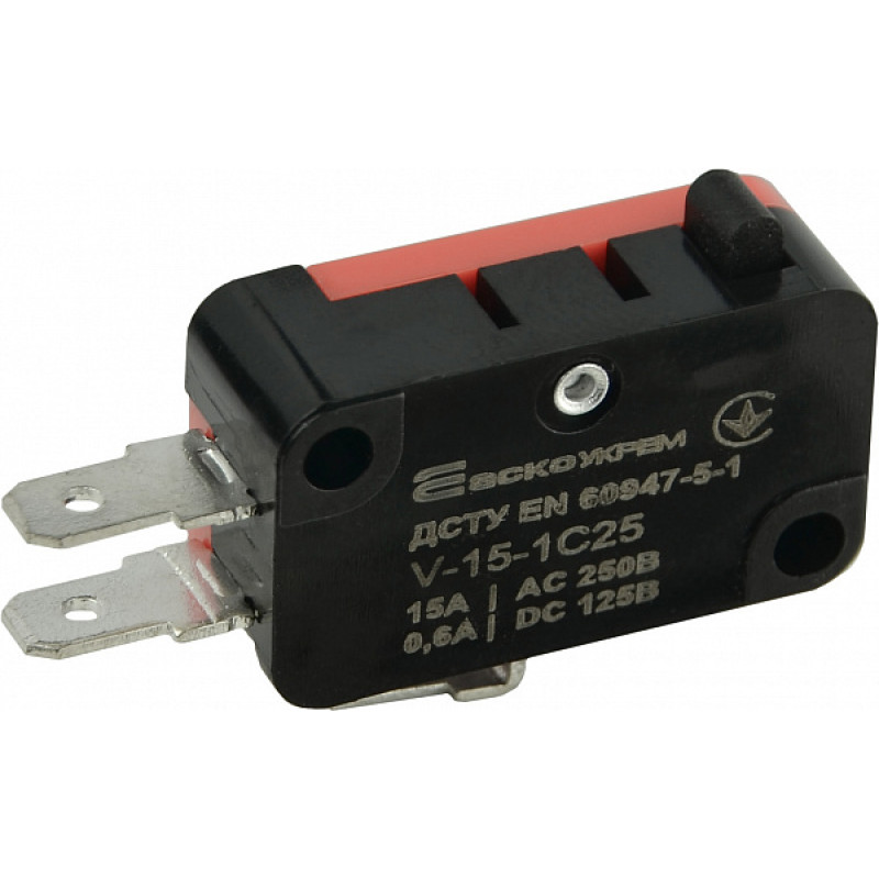 Микропереключатель 1NO+1NC 15А 250V IP20 Pin-шток [A0050040025] V-15-1C25 АСКО