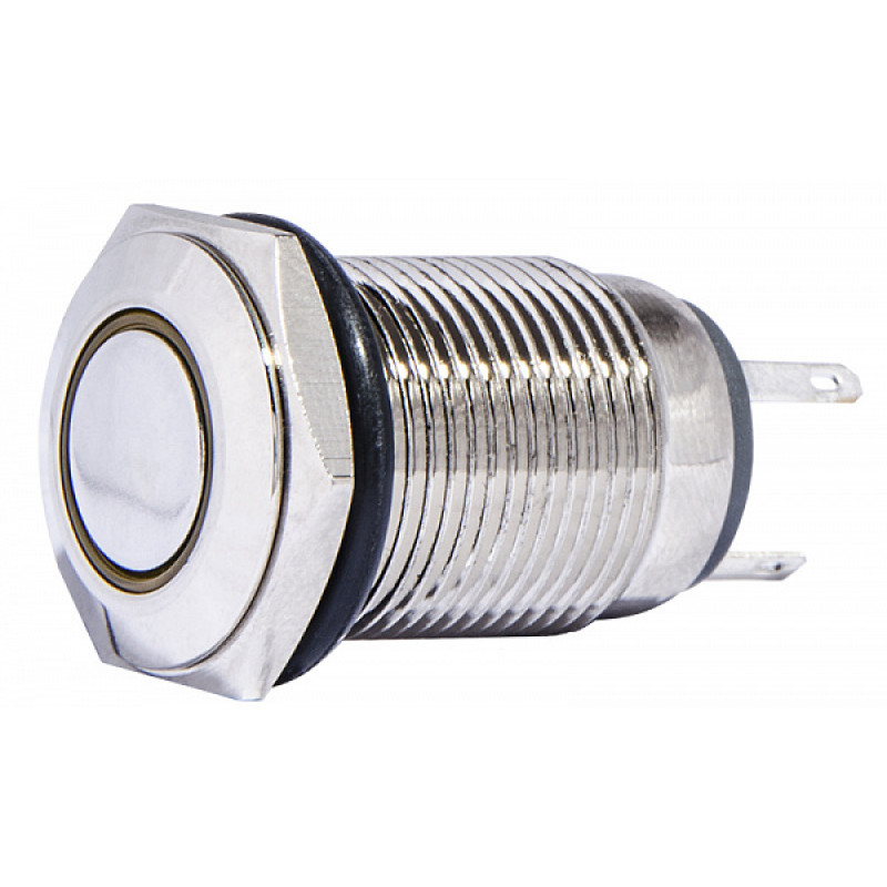 Кнопка металлическая 1NO+1NC 16мм с подсветкой желтый LED 220V [A0140010094] TYJ 16-261 АСКО