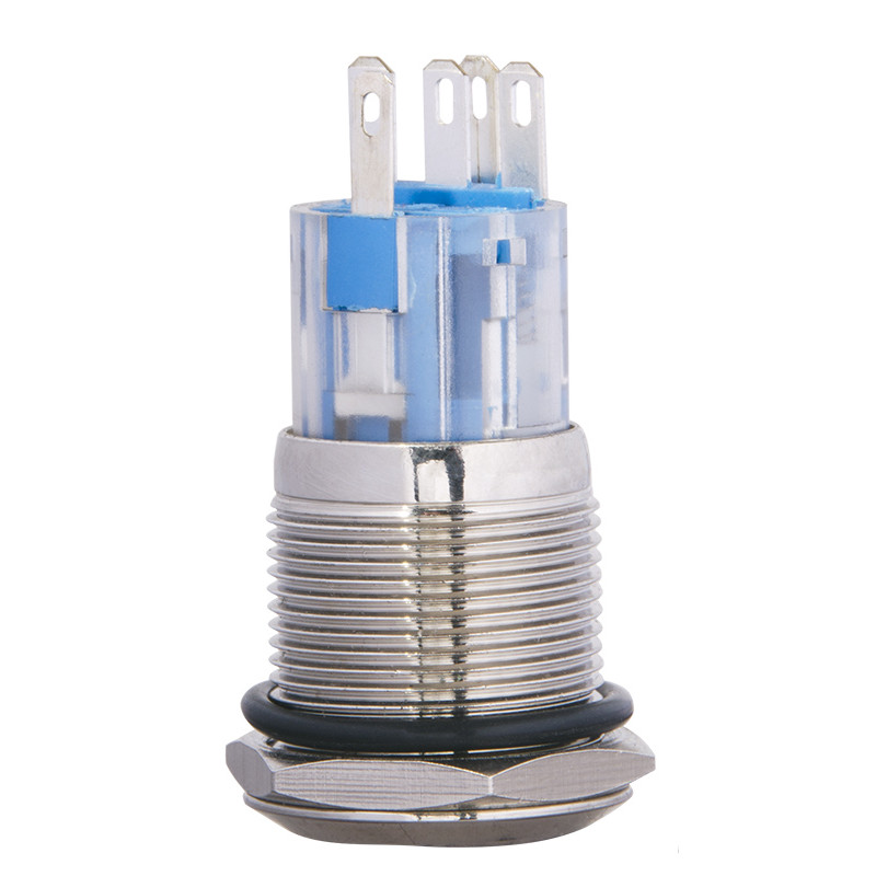 Кнопка металлическая плоская 1NO+1NC 19мм с подсветкой красный LED 220V [A0140010112] TYJ 19-271 АСКО