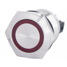 Кнопка металлическая плоская 1NO+1NC 22мм с подсветкой красный LED 220V [A0140010133] TYJ 22-271 АСКО