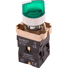 Переключатель "I-O" 1NO+1NC 22мм с подсветкой зеленый LED 220V 2 положения с фиксацией [p0810139] e.mb.bk2365 E.NEXT
