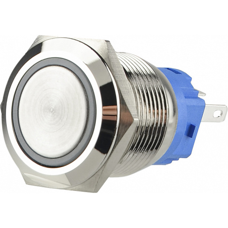 Кнопка металлическая плоская 1NO+1NC 19мм с подсветкой красный LED 220V [A0140010112] TYJ 19-271 АСКО