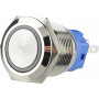 Кнопка металлическая плоская 1NO+1NC 19мм с подсветкой красный LED 220V [A0140010112] TYJ 19-271 АСКО