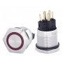 Кнопка металлическая плоская 1NO+1NC 22мм с подсветкой красный LED 220V [A0140010133] TYJ 22-271 АСКО