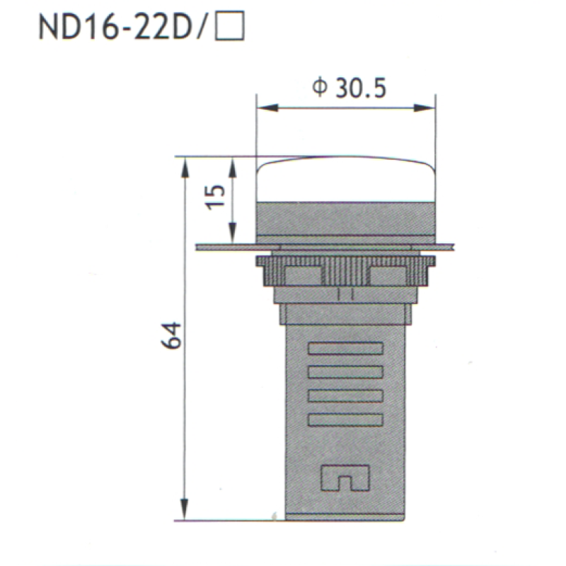 Лампа сигнальна 22мм зелений LED 230V АC/DC [593077] ND16-22D/2 CHINT