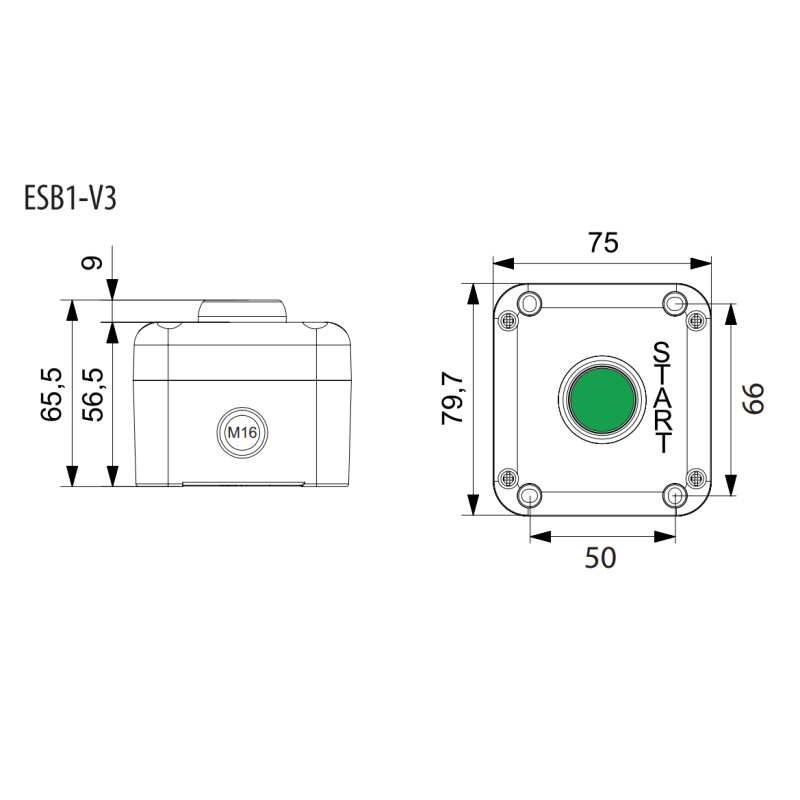 Пост одномісний "Старт" 230V 1NO IP65 [4771623] ESB1-V3 ETI