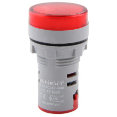 Лампа сигнальная с индикатором напряжения 22мм красный LED 220V АС 12-500V [s009034] e.ad22.i.12-500.red E.NEXT