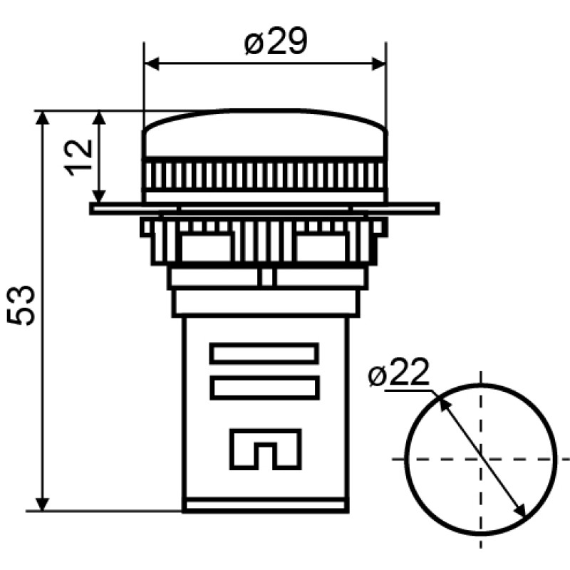 Лампа сигнальна 22мм червоний LED 220V АC [A0140030038] AD22-22DS АСКО