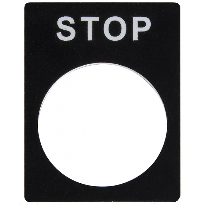 Табличка маркувальна установочний Ø22мм "STOP" чорна для кнопок XB2 [A0140010070] АСКО