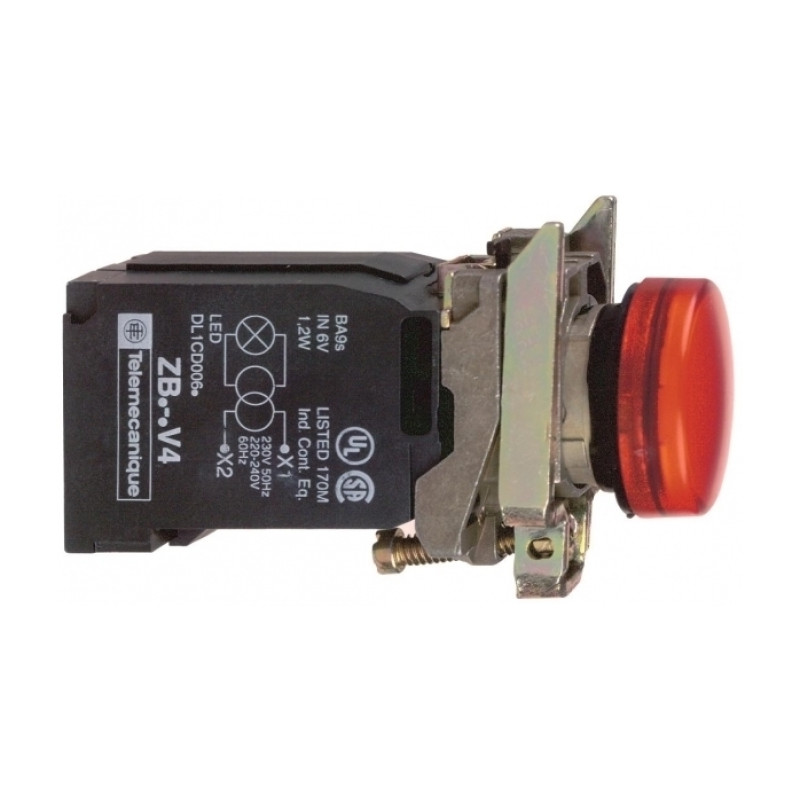 Лампа сигнальная 22мм красный LED 220V AC [XB4BV5B4] Harmony XB4 Schneider Electric