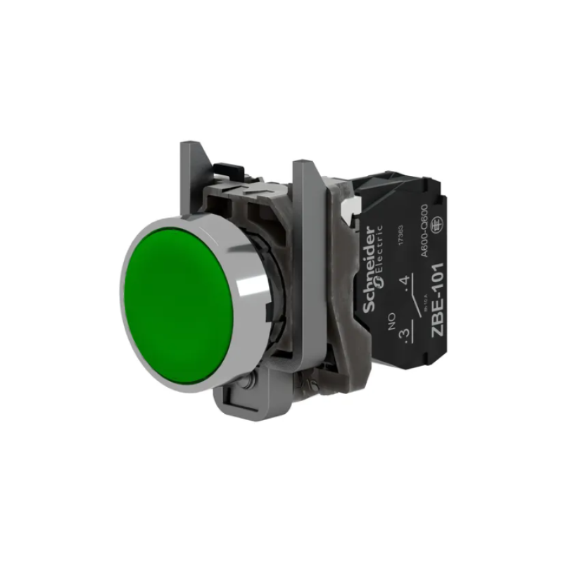 Кнопка управления 1NO 22мм без подсветки зеленая самовозвратом [XB4BA31] Harmony XB4 Schneider Electric