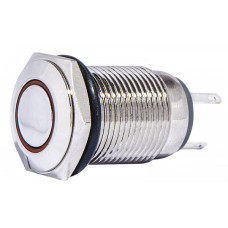 Кнопка металлическая 1NO+1NC 16мм с подсветкой красный LED 220V [A0140010092] TYJ 16-261 АСКО