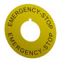 Шильдик установочний Ø22,5мм "EMERGENCY-STOP" Ø59мм жовтий для кнопок [4774145] NSE-PL-EMG ETI