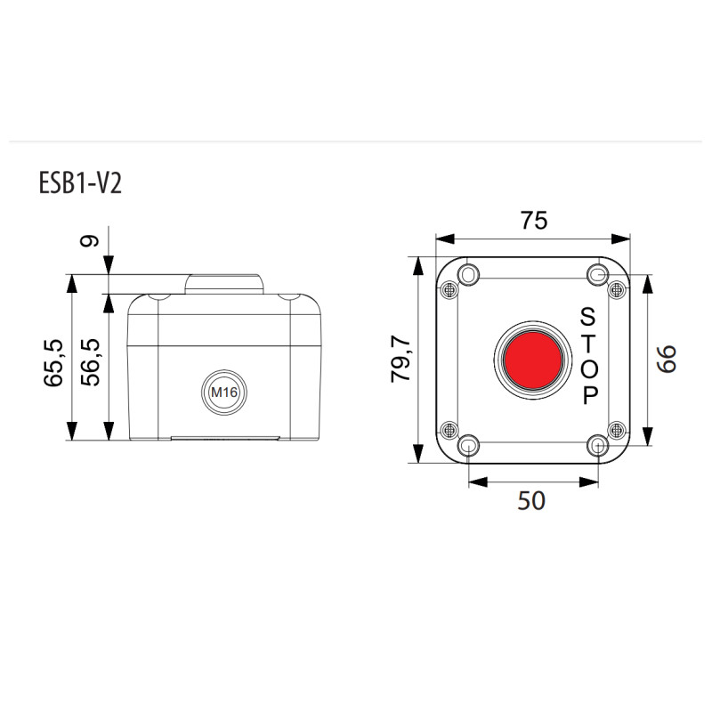 Пост одномісний "Стоп" 230V 1NC IP65 [4771622] ESB1-V2 ETI