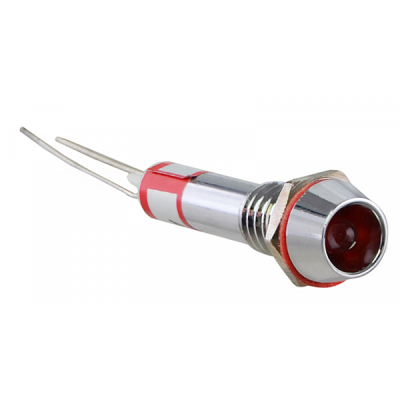 Лампа сигнальная 6мм красный LED 220V AC металл [A0140030097] AD22C-6 АСКО