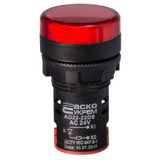 Лампа сигнальная 22мм красный LED 24V АC/DC [A0140030047] AD22-22DS АСКО